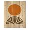Designart - Abstract Minimal Orange Sun and Rainbow I - Modern Print on Natural Pine Wood